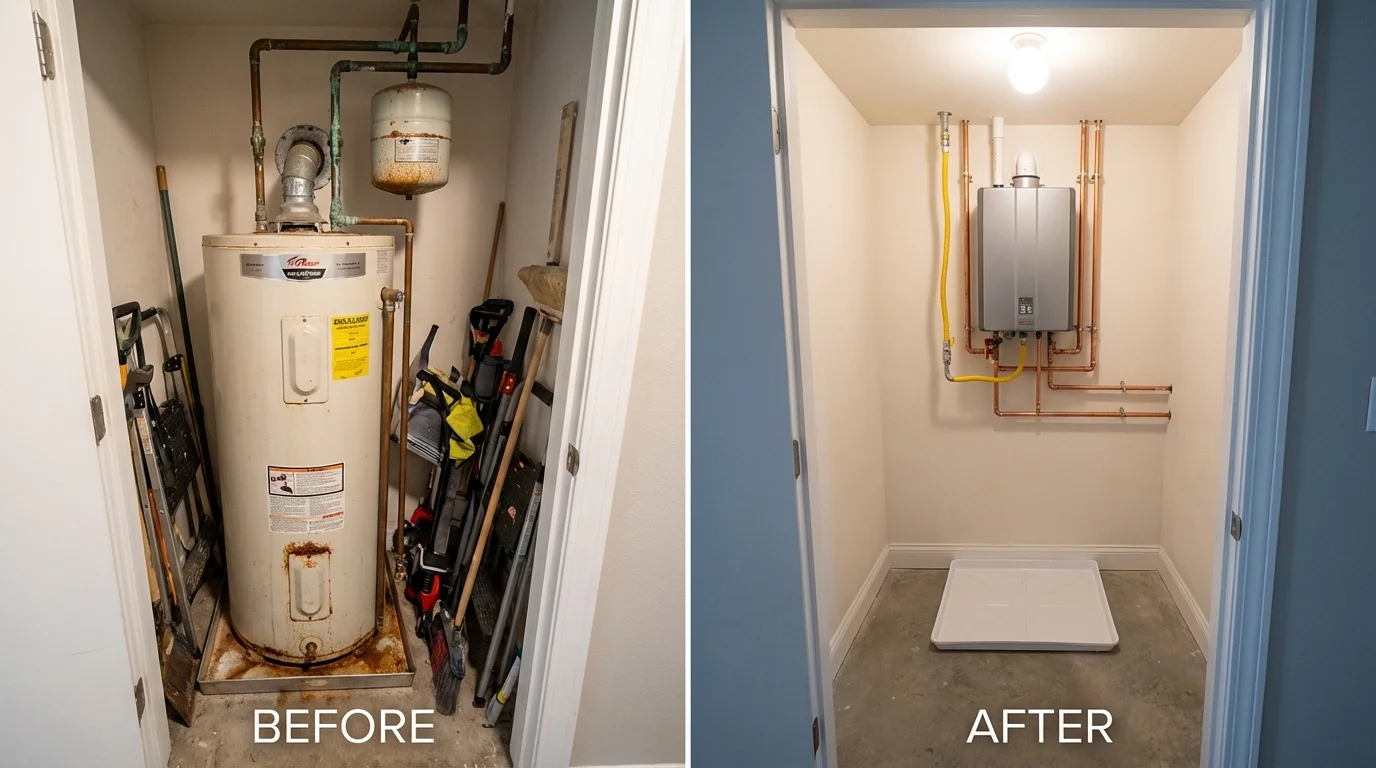Tank water heater versus wall-mounted tankless unit comparison for Granger, WA homeowners
